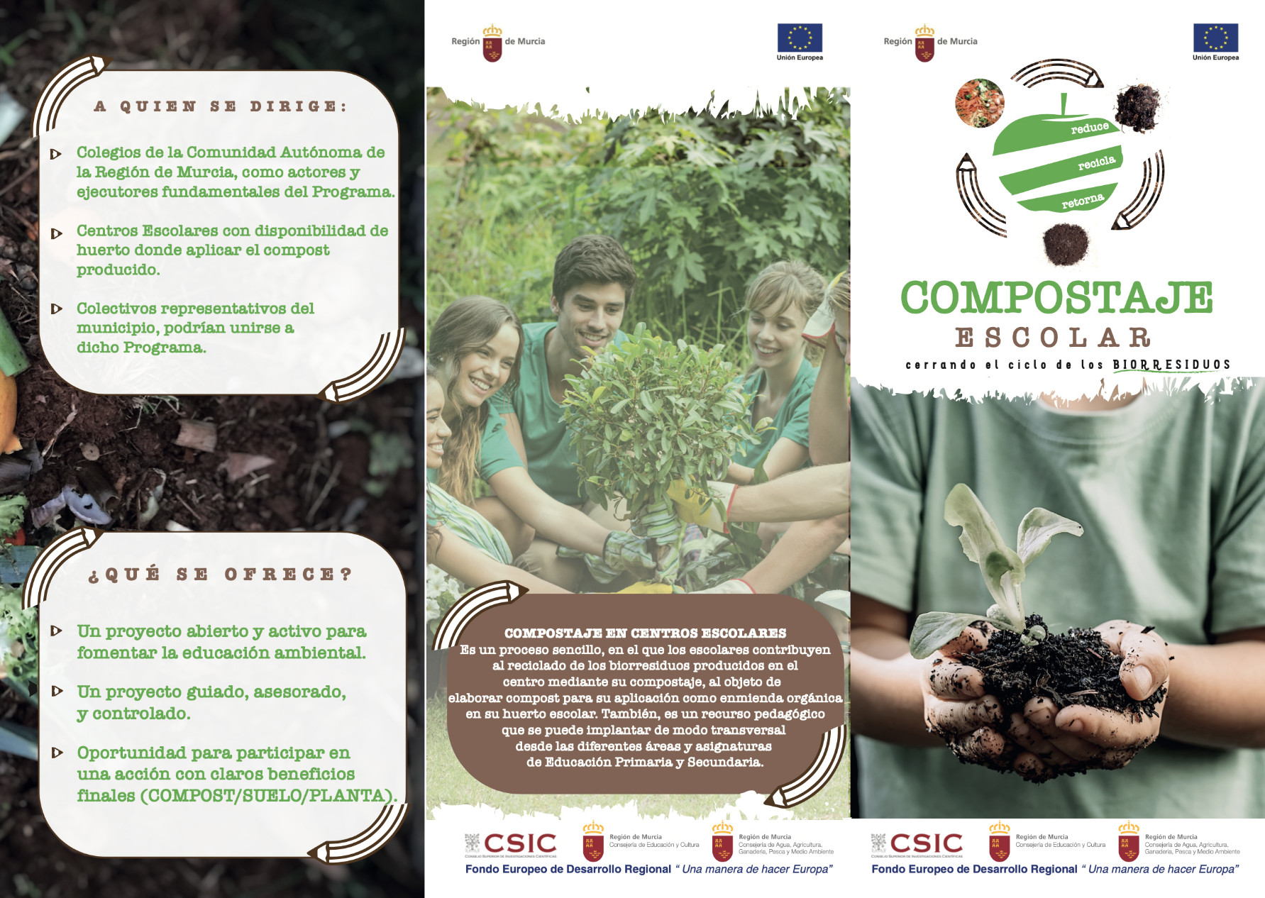 Compostaje escolar tríptico