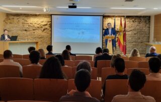 El consejero de Medio Ambiente, Universidades, Investigación y Mar Menor, Juan María Vázquez, durante la inauguración de la II Jornada Calidad del Aire de la Región de Murcia.
