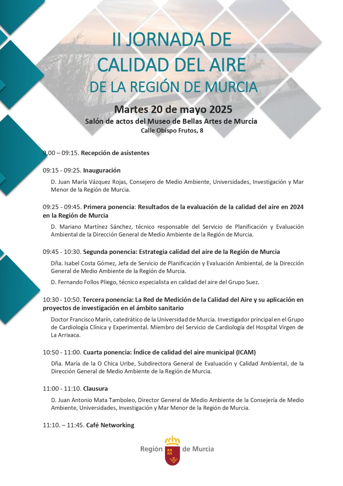 Cartel II Jornada de Calidad del Aire en la Región de Murcia